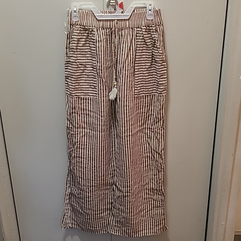 Chic Striped Brown and White Jumpsuit